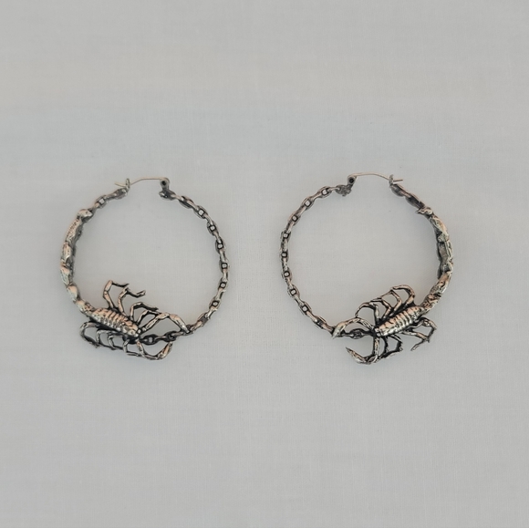 Mercury Hour Sterling Silver Scorpion Hoop Earrings